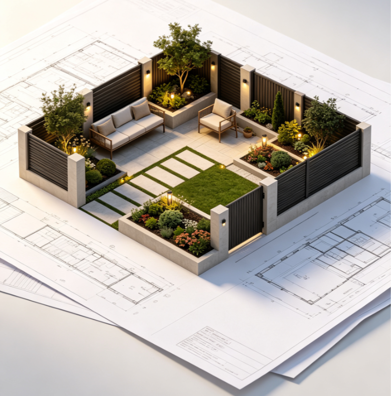 Outdoor Living Fence Concept